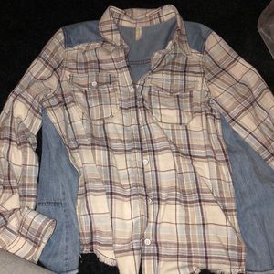 Free people flannel and denim shirt